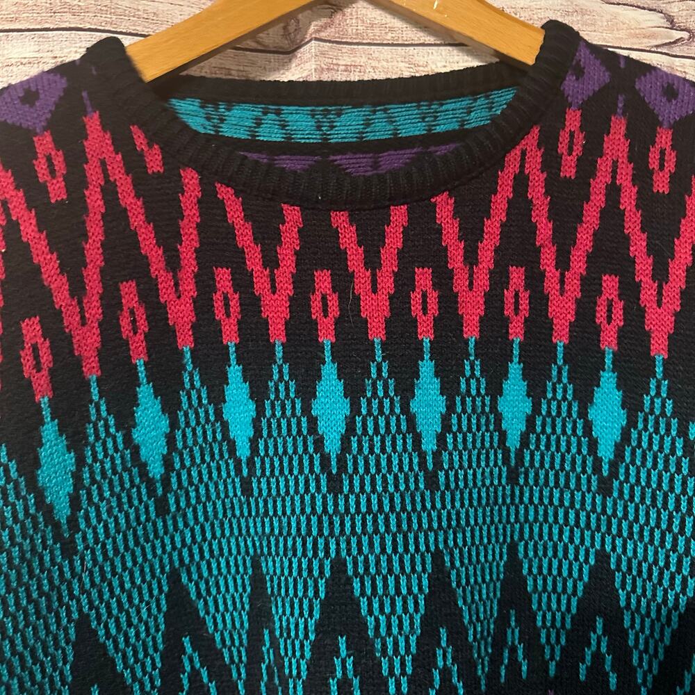 Vintage 80s‎ J J Cartweels pattern sweater Fun Funky Retro